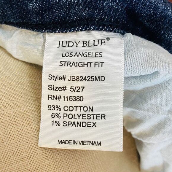 Judy Blue Straight Fit Jeans Women's Size 5 27 Mid Rise Ripped Knee Raw Hem - Picture 13 of 13
